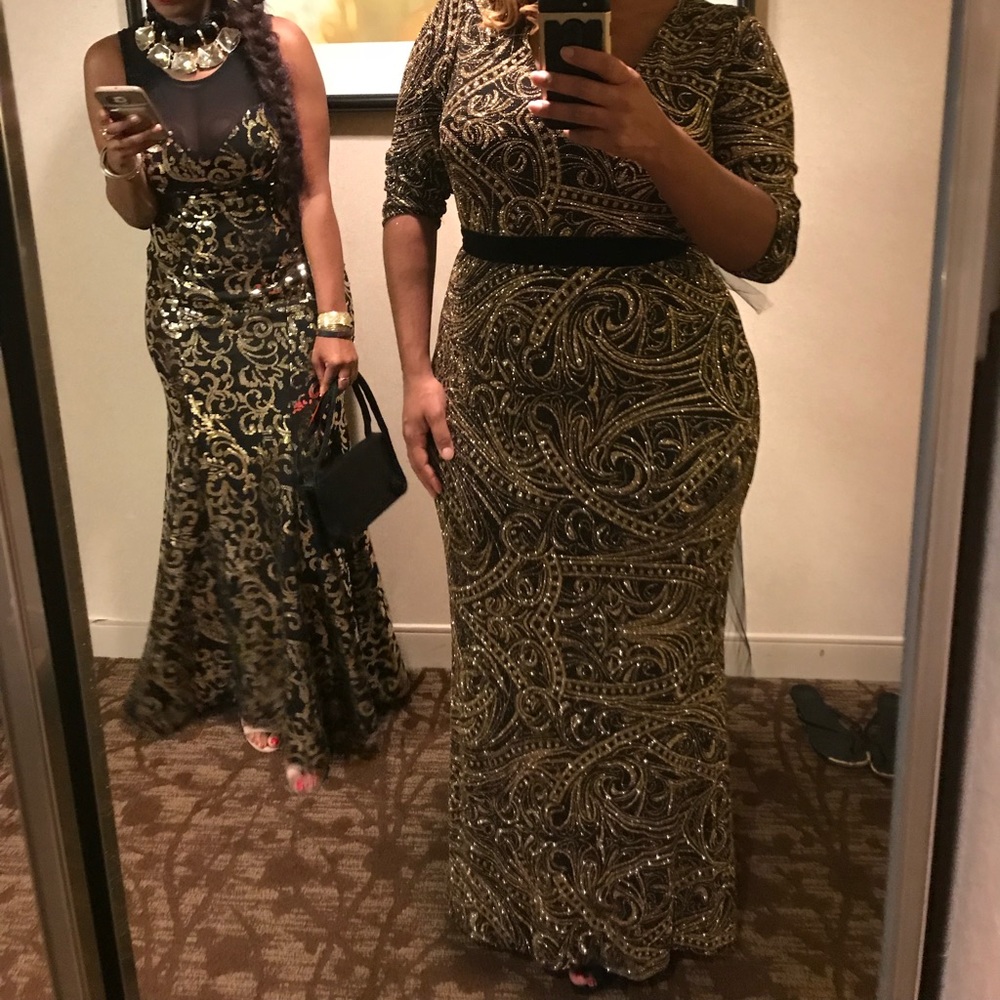 Black and gold glittery dress